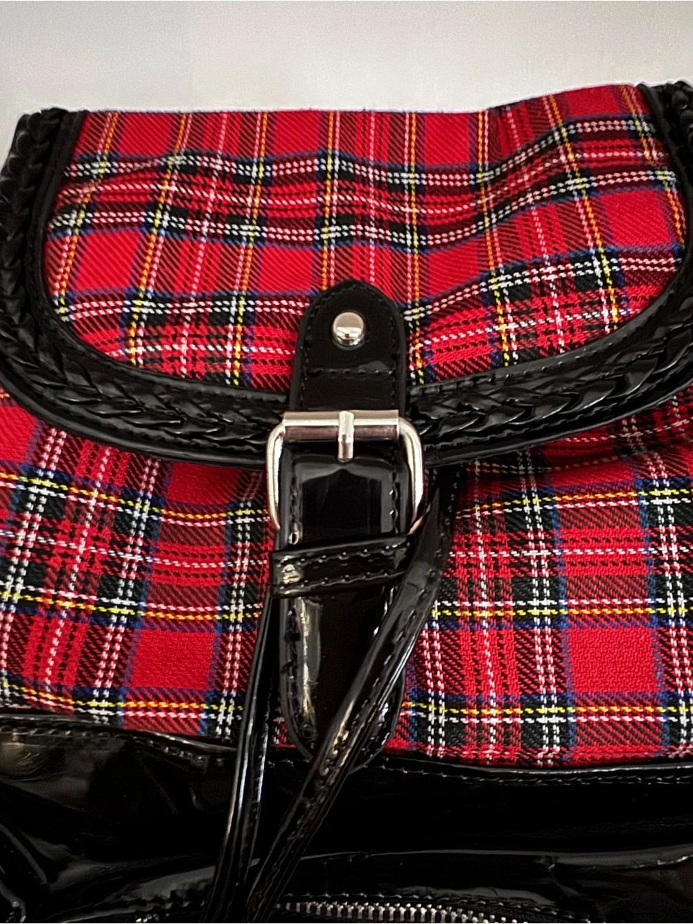 NWT Gotta Flurt Westwood Red Tartan Plaid Patent Mini Backpack Y2K Grunge